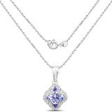 0.71 Carat Genuine Tanzanite and White Topaz .925 Sterling Silver Pendant