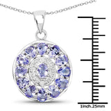 1.86 Carat Genuine Tanzanite & White Diamond .925 Sterling Silver Pendant