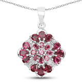 3.60 Carat Genuine Rhodolite & White Topaz .925 Sterling Silver Pendant