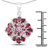3.60 Carat Genuine Rhodolite & White Topaz .925 Sterling Silver Pendant