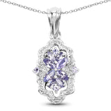 1.03 Carat Genuine Tanzanite & White Topaz .925 Sterling Silver Pendant