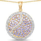14K Yellow Gold Plated 2.44 Carat Genuine Tanzanite .925 Sterling Silver Pendant