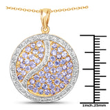 14K Yellow Gold Plated 2.44 Carat Genuine Tanzanite .925 Sterling Silver Pendant