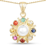 2.86 Carat Genuine Multi Stones .925 Sterling Silver Pendant
