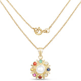 2.86 Carat Genuine Multi Stones .925 Sterling Silver Pendant