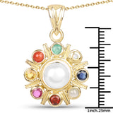 2.86 Carat Genuine Multi Stones .925 Sterling Silver Pendant