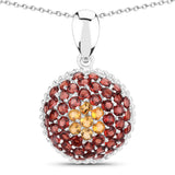 4.57 Carat Genuine Citrine and Garnet .925 Sterling Silver Pendant