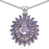 3.46 Carat Genuine Amethyst & White Topaz .925 Sterling Silver Pendant