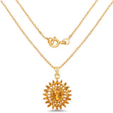 14K Yellow Gold Plated 3.25 Carat Genuine Golden Citrine & White Topaz .925 Sterling Silver Pendant