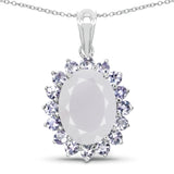 10.00 Carat Genuine Blue Chelcedonia and Tanzanite .925 Sterling Silver Pendant