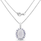 10.00 Carat Genuine Blue Chelcedonia and Tanzanite .925 Sterling Silver Pendant