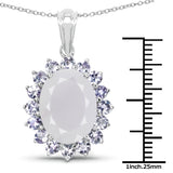 10.00 Carat Genuine Blue Chelcedonia and Tanzanite .925 Sterling Silver Pendant
