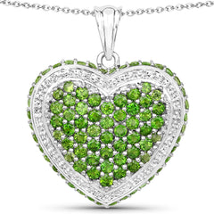 4.62 Carat Genuine Chrome Diopside .925 Sterling Silver Pendant