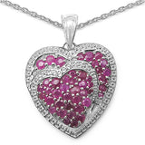 2.24 Carat Genuine Ruby & White Topaz .925 Sterling Silver Pendant