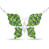 4.88 Carat Genuine Chrome Diopside and White Topaz .925 Sterling Silver Pendant