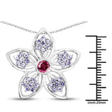 1.83 Carat Genuine Rhodolite and Tanzanite .925 Sterling Silver Pendant