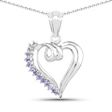 0.26 Carat Genuine Tanzanite and White Topaz .925 Sterling Silver Pendant