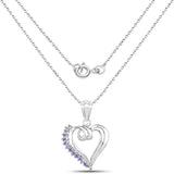 0.26 Carat Genuine Tanzanite and White Topaz .925 Sterling Silver Pendant