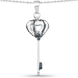 0.11 Carat Genuine Blue Diamond .925 Sterling Silver Pendant