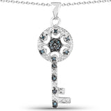 0.09 Carat Genuine Blue Diamond .925 Sterling Silver Pendant