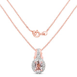 14K Rose Gold Plated 0.73 Carat Genuine Morganite & White Topaz .925 Sterling Silver Pendant
