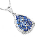 1.96 Carat Genuine Tanzanite & White Topaz .925 Sterling Silver Pendant