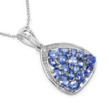 1.97 Carat Genuine Tanzanite & White Topaz .925 Sterling Silver Pendant