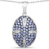 2.23 Carat Genuine Tanzanite and White Topaz .925 Sterling Silver Pendant