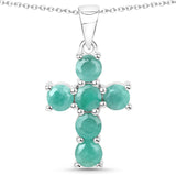 1.38 Carat Genuine Emerald .925 Sterling Silver Pendant