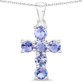 1.38 Carat Genuine Tanzanite .925 Sterling Silver Pendant
