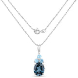 3.96 Carat Genuine London Blue Topaz and Swiss Blue Topaz .925 Sterling Silver Pendant