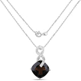 12.36 Carat Genuine Smoky Quartz and White Topaz .925 Sterling Silver Pendant