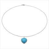 37.60 Carat Genuine Turquoise & Blue Topaz .925 Sterling Silver Pendant