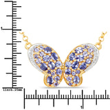 3.31 Carat Genuine Tanzanite and White Zircon .925 Sterling Silver Pendant