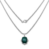 11.32 Carat Genuine Emerald & White Topaz .925 Sterling Silver Pendant