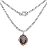 Two Tone Plated 12.01 Carat Genuine Dyed Ruby & White Diamond .925 Sterling Silver Pendant