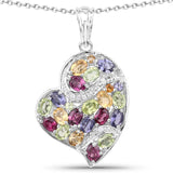 3.50 Carat Genuine Multi Stones .925 Sterling Silver Pendant