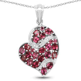 4.23 Carat Genuine Rhodolite & White Topaz .925 Sterling Silver Pendant