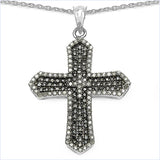 1.51 Carat Genuine Black Diamond & White Diamond .925 Sterling Silver Pendant