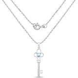 1.06 Carat Genuine Blue Topaz and White Diamond .925 Sterling Silver Pendant