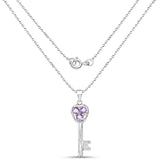 1.00 Carat Genuine Amethyst and White Diamond .925 Sterling Silver Pendant