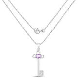 1.22 Carat Genuine Amethyst and White Diamond .925 Sterling Silver Pendant