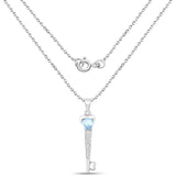 2.47 Carat Genuine Blue Topaz and White Diamond .925 Sterling Silver Pendant