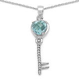 3.25 Carat Genuine Blue Topaz .925 Sterling Silver Pendant