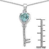 3.25 Carat Genuine Blue Topaz .925 Sterling Silver Pendant