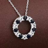 1.68 Carat Genuine Blue Sapphire and White Topaz .925 Sterling Silver Pendant