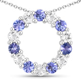 1.47 Carat Genuine Tanzanite and White Topaz .925 Sterling Silver Pendant