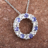 1.47 Carat Genuine Tanzanite and White Topaz .925 Sterling Silver Pendant