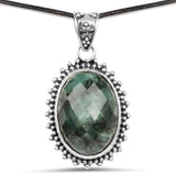 30.15 ct. Genuine Emerald .925 Sterling Silver Pendant