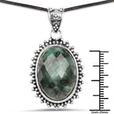 30.15 ct. Genuine Emerald .925 Sterling Silver Pendant